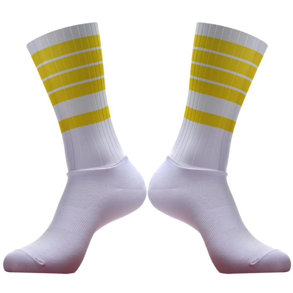 Aero 2025 Striped Pro Team Cycling Socks Non-Slip Seamless Silicone Running Sports Road Bike Socks