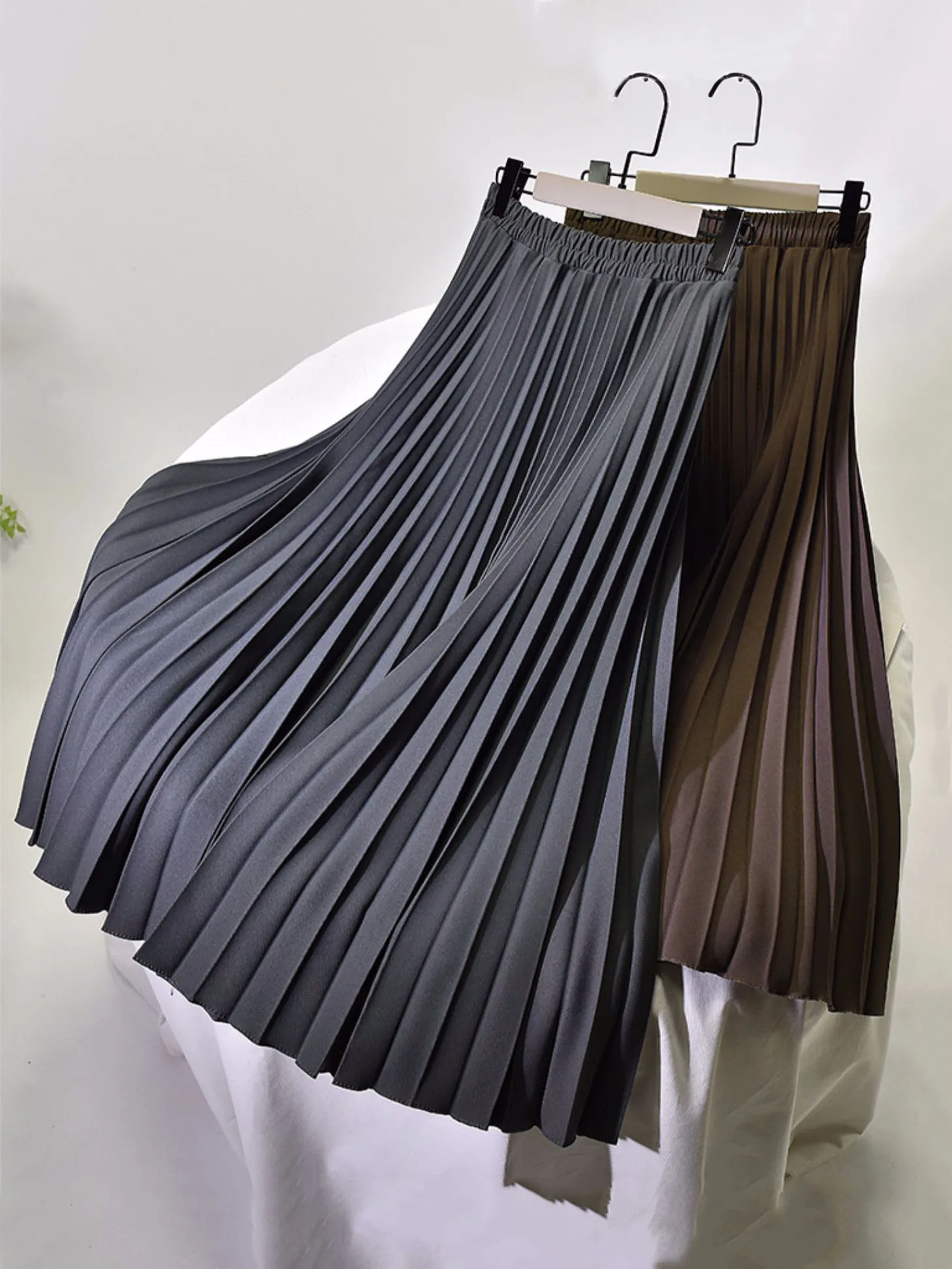 2024 Women A-Line Spring Pleated Skirt Elegant High Waist Long Skirt Femme Elegant Faldas Jupe Saia Women White Skirts C-092