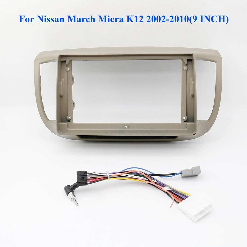 9-дюймовая автомобильная рама с жгутом проводов для Nissan March Micra K12 2002-2010 гг. |   Монтажный комплект стереоприборной панели