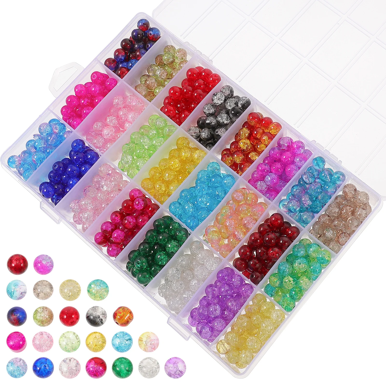 

1 Box Jewelry Necklace Bracelet Earrings Diy Glass Beads Bulk Colored Round Small Delicate Crafting Accessories Charm Decorative