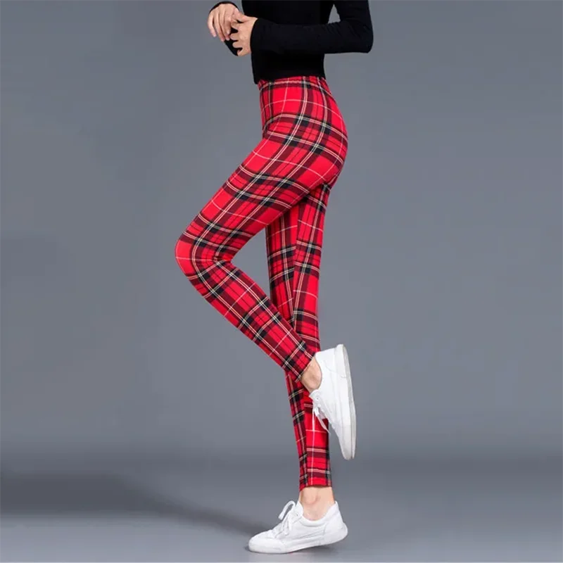 Sexy Plaid Slim Leggings Casual High Waist Elastic Fashion Bottoms Leggings Women Fitness Camouflage Leggings Workout Leggings