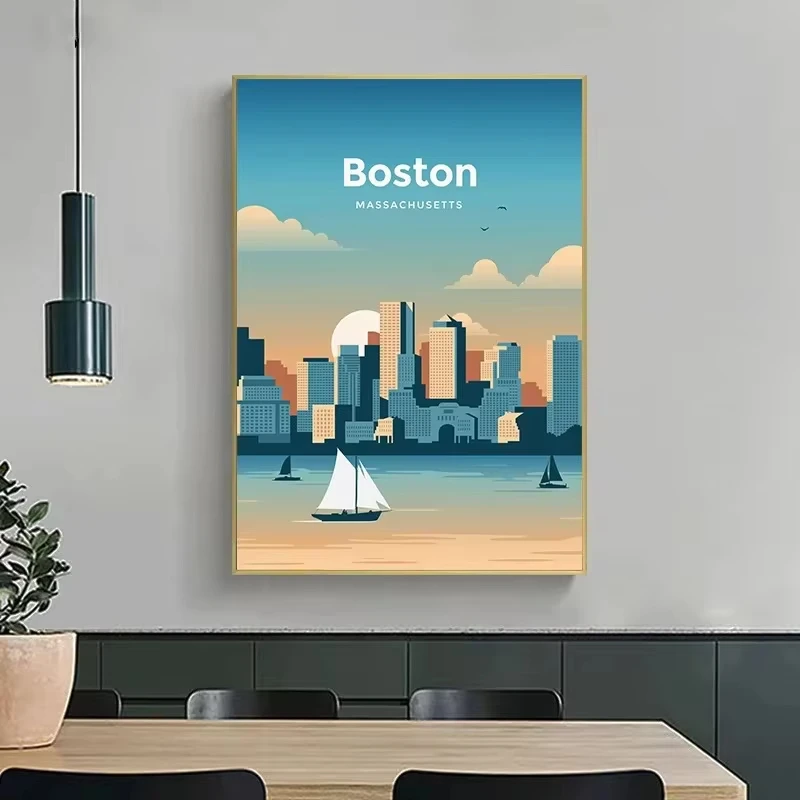 لوحة قماشية للسفر إلى المدينة العالمية ، ملصقات لندن ، فينيسيا ، سيدني ، دبي ، بوسطن ، لندن ، باريس ، مطبوعات فنية جدارية ، ديكور الغرفة