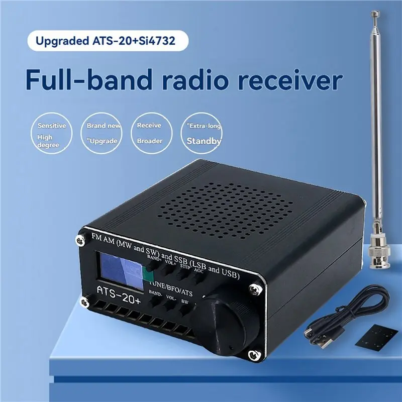 YSUN-3X Upgraded ATS-20+ Si4732 Full-Band Radio Receiver FM AM (MW SW) And SSB (LSB USB) DSP SDR Receiver With Antenna view 4