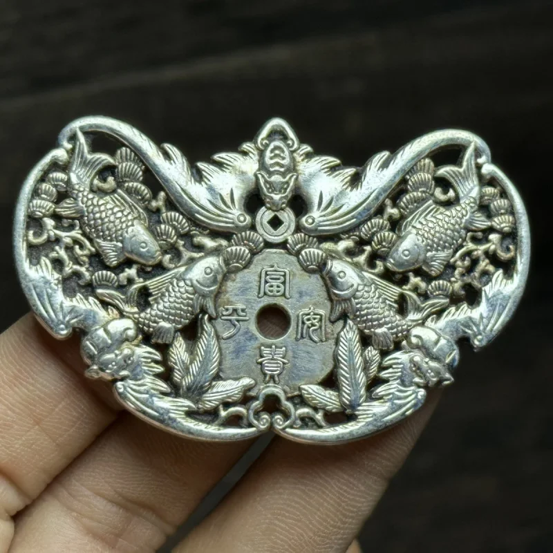 

Старый тибетский серебряный кулон из чистой меди, удача небес, медная рыба, медная летучая мышь, подвесной орнамент, полая медь, античный стиль W