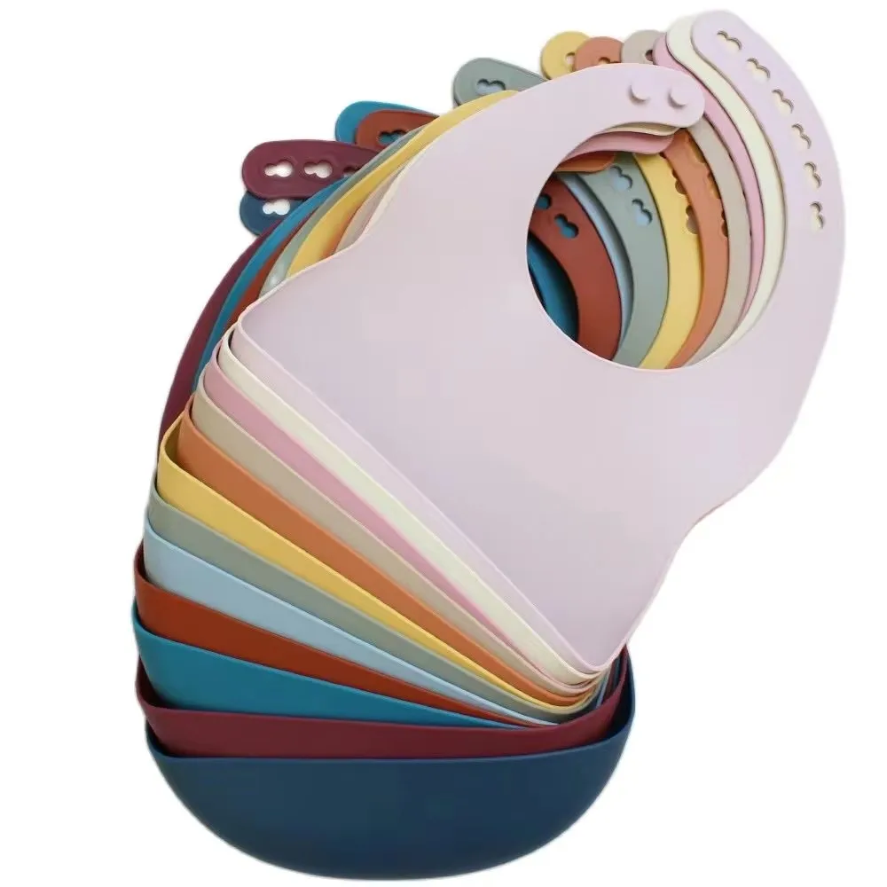 Baby Silicone Tray Bib Waterproof Soft 4-speed Adjustable Bibs Newborn Eating Food Isolate Dirt Feeding Saliva Pocke Kids Stuff