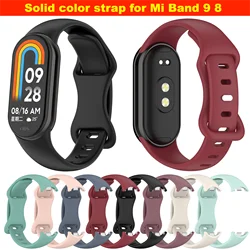 Solid color strap for Xiaomi Mi Band 9 8 Strap NFC Sport Rubber Bracelet Wristband for Xiaomi Smart Band 8 9 watch band