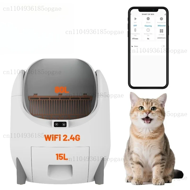 Intelligent Self-cleaning Cat Litter Box Cleaning Robot Automatic Cat Litter Belt 15L15L Bin APP Controls Multiple Cats