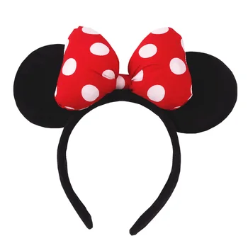 Čelenka Minnie Mouse s ušima velké velikosti s flitrovou mašlí pro ženy, párty a dívčí vlasová páska, žhavé festivalové Disney park výlet, DIY vlasové doplňky 10 nejlepší prodej Čelenka s ušima Minnie Mouse - №6