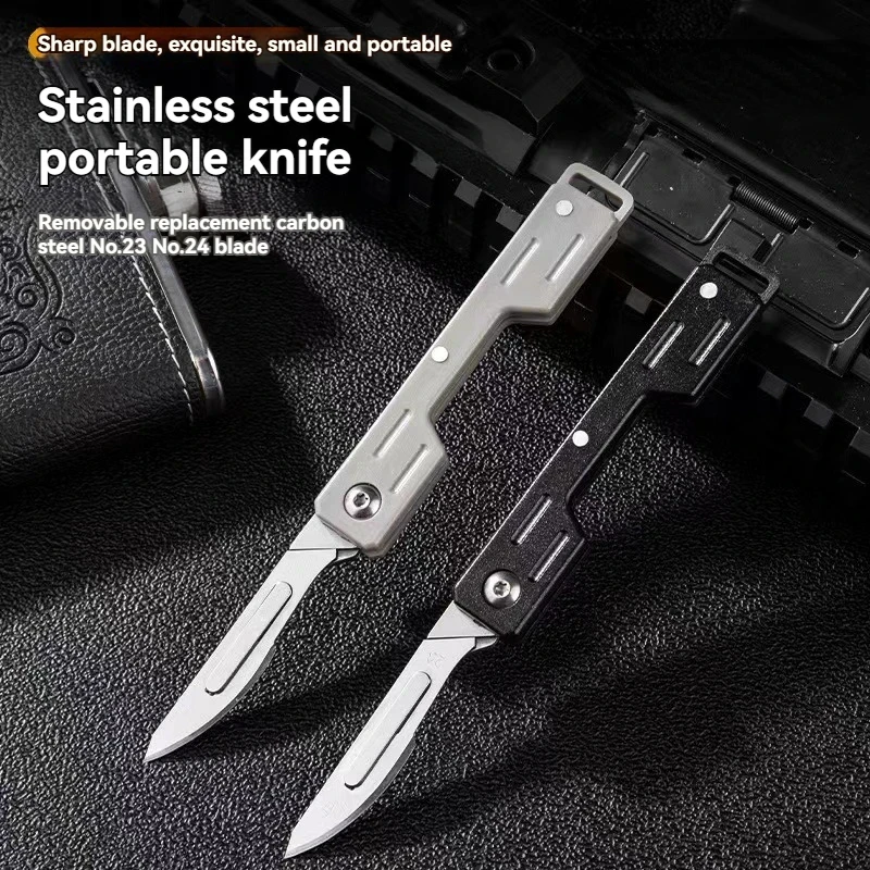 Hot selling PP material handle mechanical mini folding surgical knife medical folding knife EDC outdoor unboxing pocket knife