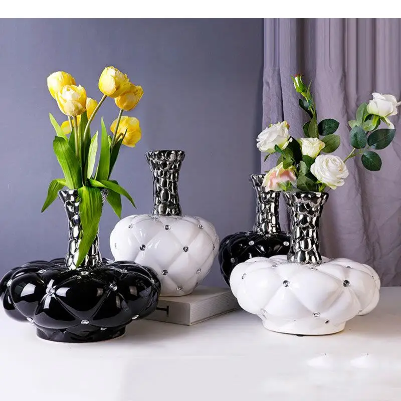 

European Inlaid Ceramic Vase Desk Decoration Artificial Flowers Decorative Flower Arrangement Porcelain Floral Vases