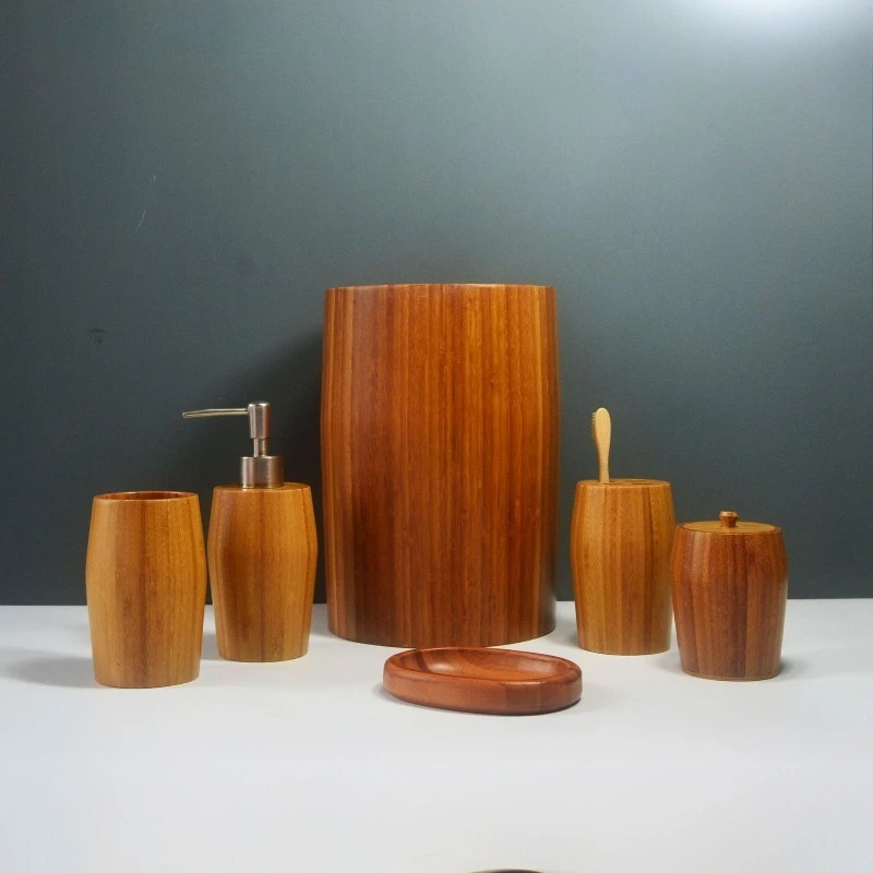 

Bamboo hand sanitizer bottle, bamboo mouthwash cup, bamboo body wash bottle