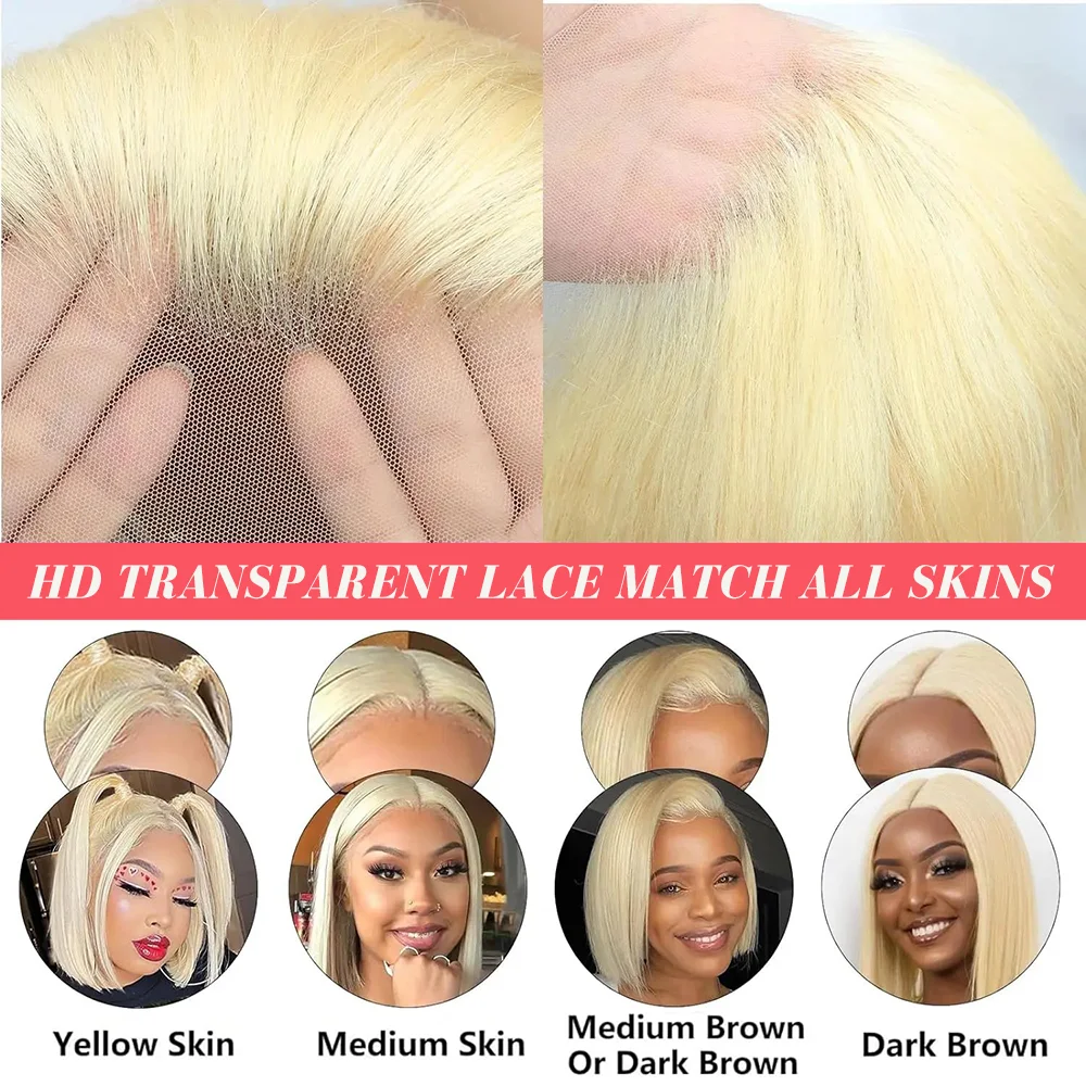 Bob Wig 613 Lace Front Wig Blonde Wig Human Hair Straight Frontal Wigs 13X4 Bob Lace Front Wigs Short Bob Wigs for Black Women