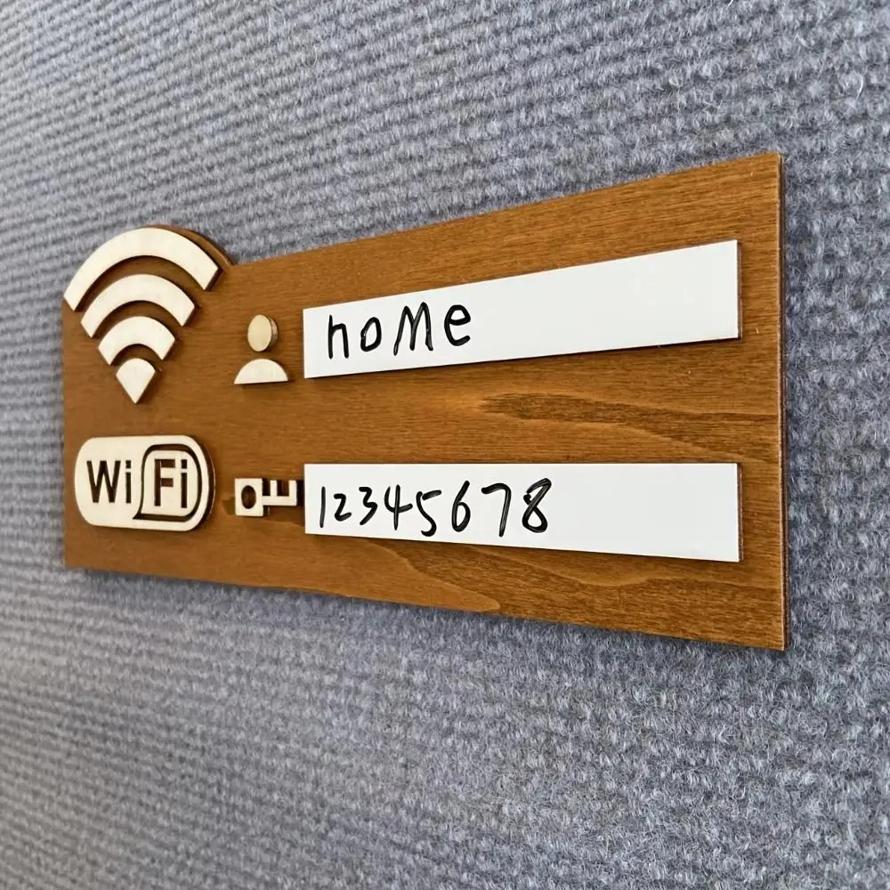 Wooden WiFi Password Sign Wall Mounted Rewritable Wireless Network Indicator Plaque Handwriting Multi-Purpose Use WiFi Signage