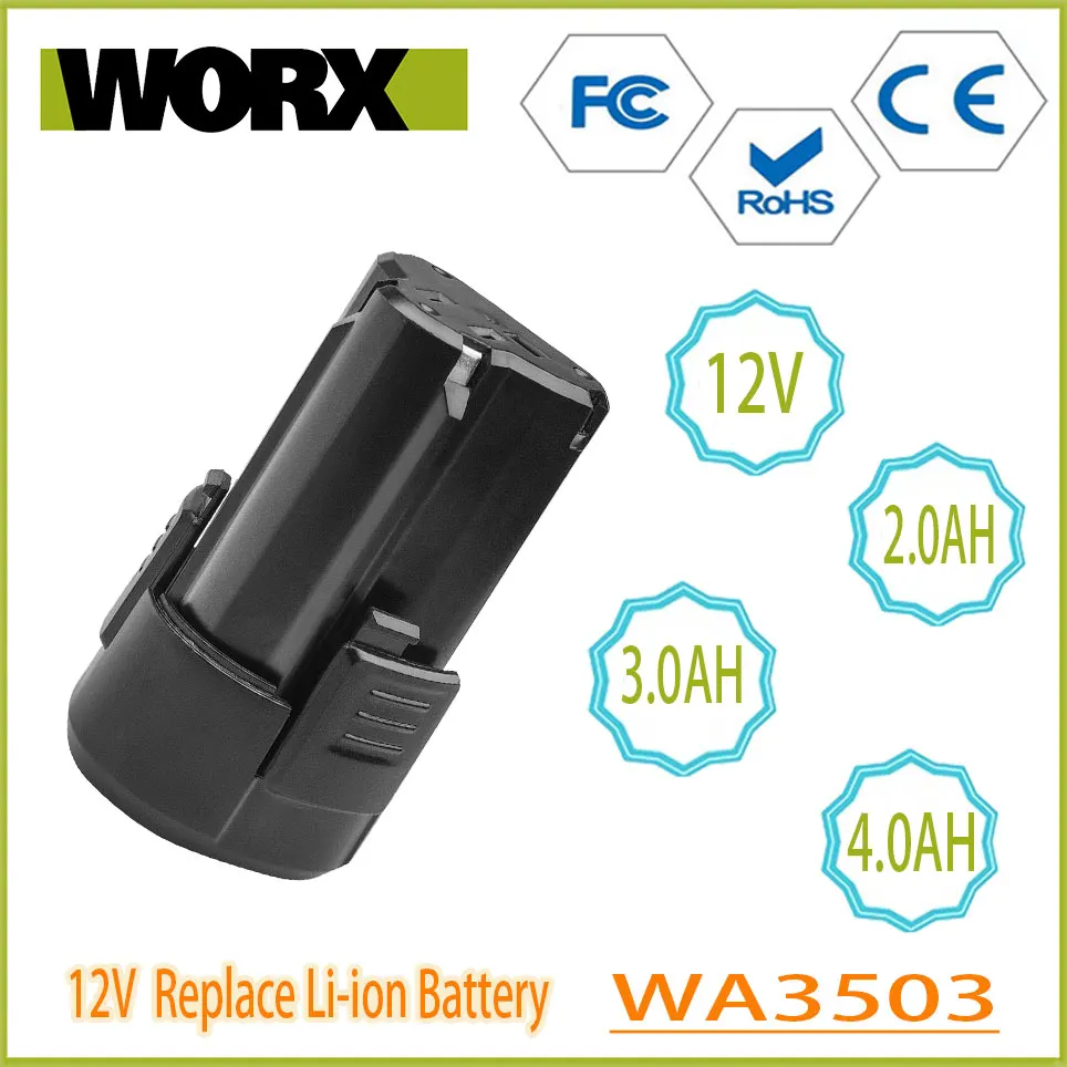 

3.0Ah 2.0Ah 12V Battery for Worx WA3553 WA3504 WA3505 WA3509 for Rockwell RW9300 Li-ion Rechargeable Power Tool Battery