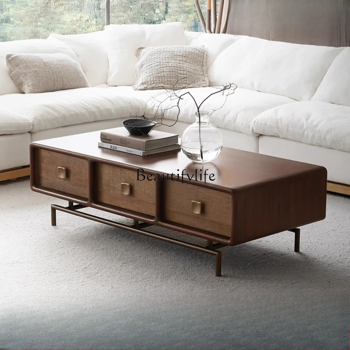 

04*Walnut 6 coffee table simple coffee table literary retro Chinese furniture