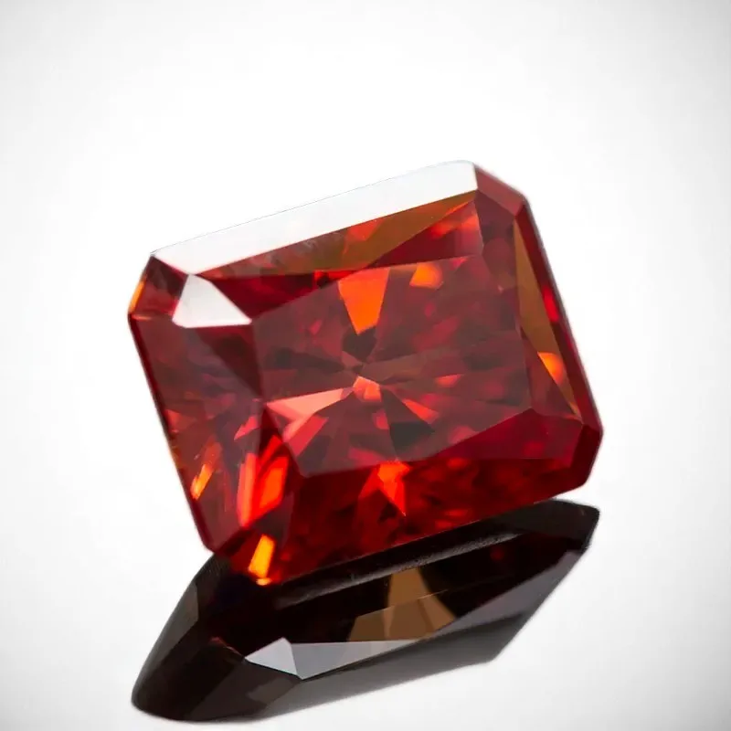 Granatfarbener Moissanit-Edelstein, strahlender Schliff, im Labor gezüchteter Diamant für Charms, Frau, DIY, fortschrittliche Schmuckherstellung mit Zertifikat