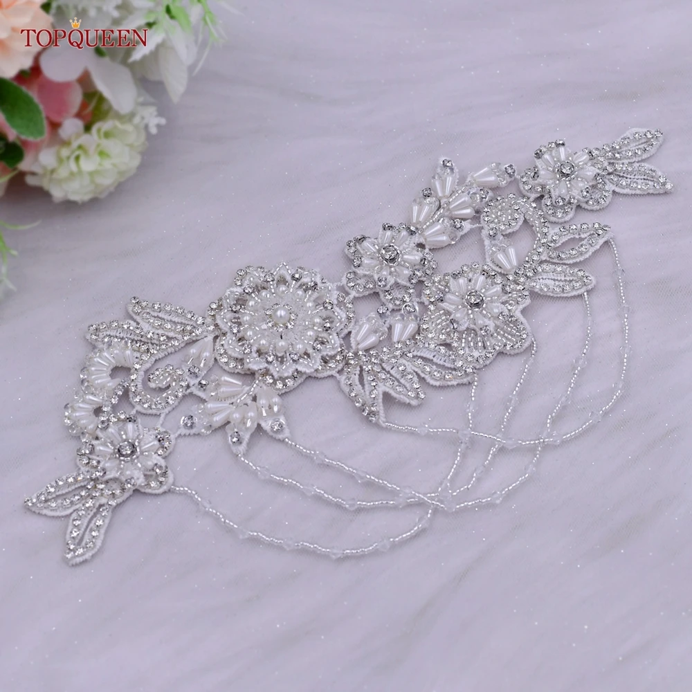 TOPQUEEN S80 Fashion Silver Epaulets Shoulder Decorative Jewelry Temperament Clothes Accessories Handmade Beaded Rhinestones