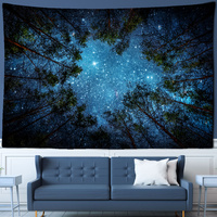 Starry Forest Tapestry, Romantic Sky & Tall Trees for Nature Lovers, Soft Polyester Wall Hanging, Ideal Gift for Home Decor