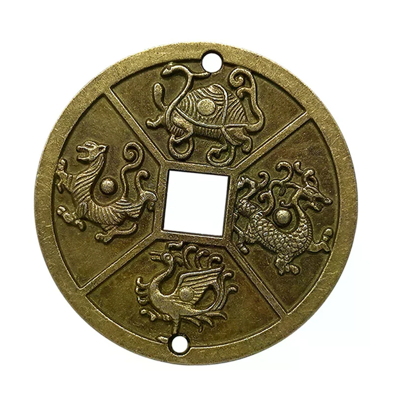 1pc Ancient Chinese Ancient Chinese Celestial Animals 4 Mythical Creatures Feng Shui Coin Brass Lucky Good Fortune Collection