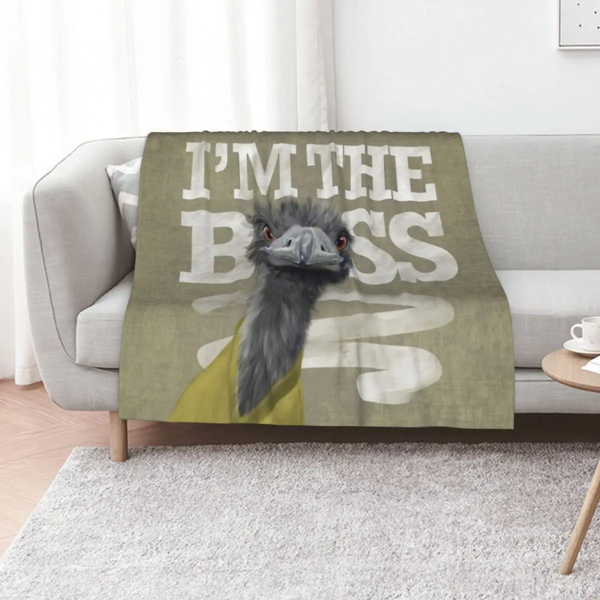 Ostrich. I'm the Boss! Throw Blanket Designers Luxury Throw blankets and throws Multi-Purpose Vintage funny gift Blankets