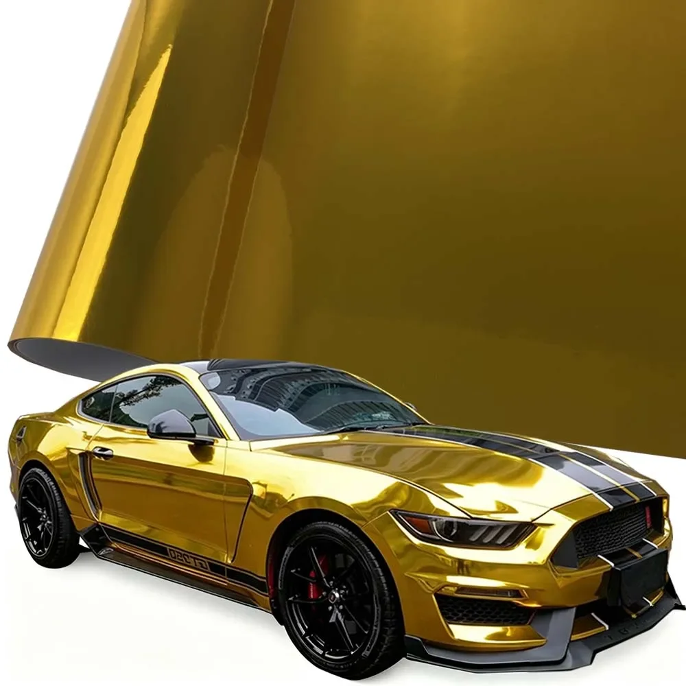 Glossy Car Body Film Sticker Electroplate Mirror Chrome Gold Vinyl Foil Air Release Motorcycle Wrapping Vinyl