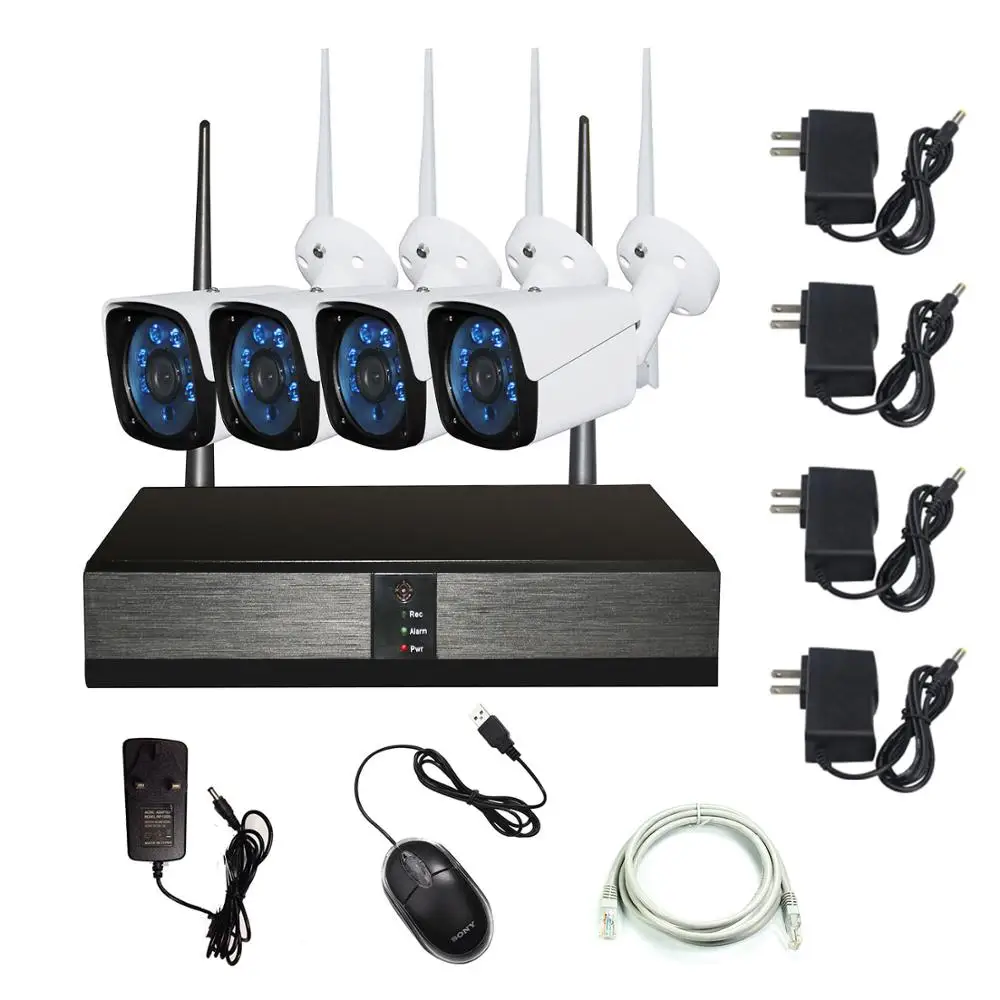 4CH 1080P HD WiFi NVR 2.0MP IR Outdoor Weatherproof CCTV Wireless IP Camera Security Video Surveillance System Kit