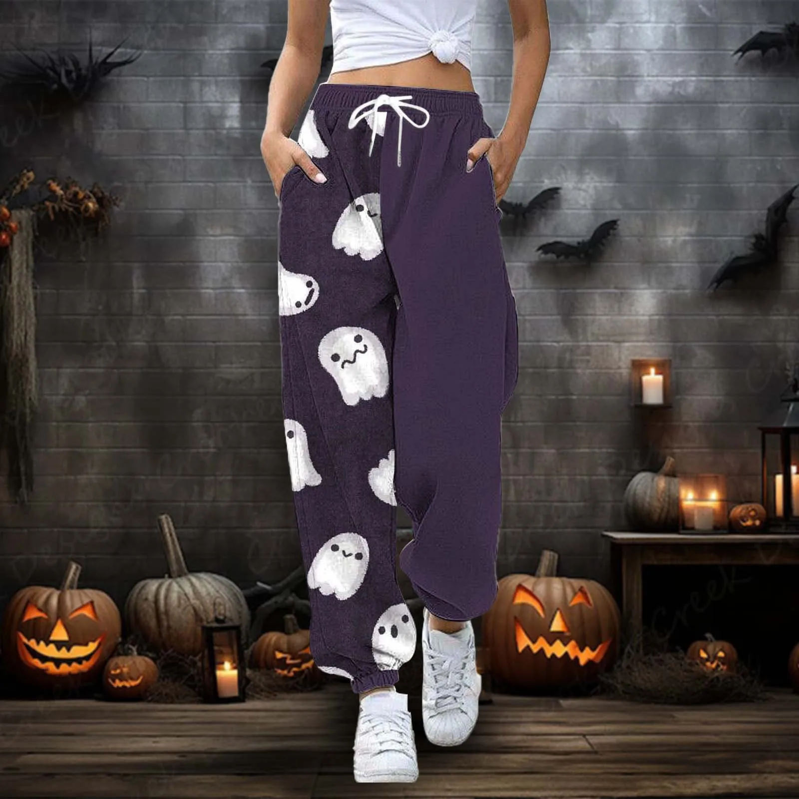 

New Halloween Printed Casual Pants For Women Women Sweatpants with Pockets Female Warm Pants for Winter