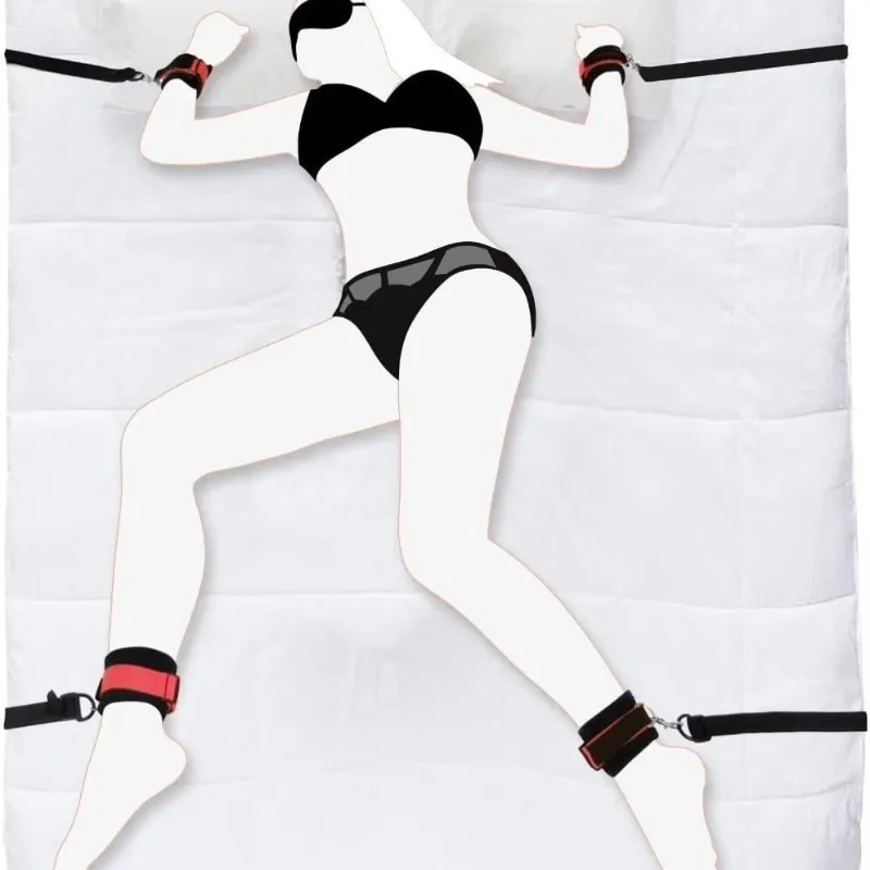 BDSM SM الأصفاد الناعمة عبودية مجموعة الكبار لعبة الجنس تكبيل الكاحل القيود Sextoy زوجين الرقيق منتجات الجنس المثيرة نظام حزام السرير #1