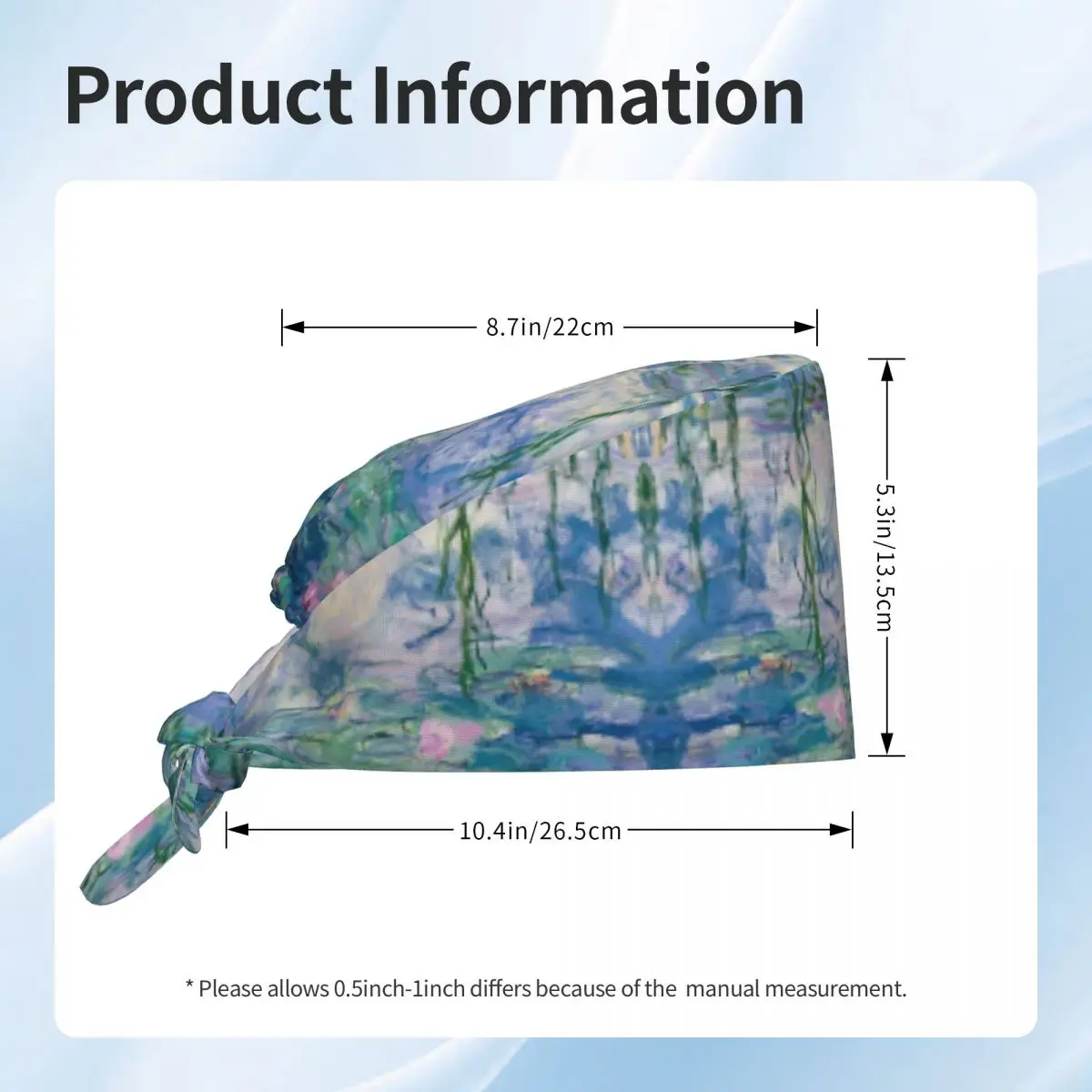 زنابق الماء كلود مونيه غرامة الفن فرك قبعة الجراحية فرك قبعات ممرضة قبعة طبية الفرنسية الرسام العمل الدعك قبعة للمستشفى