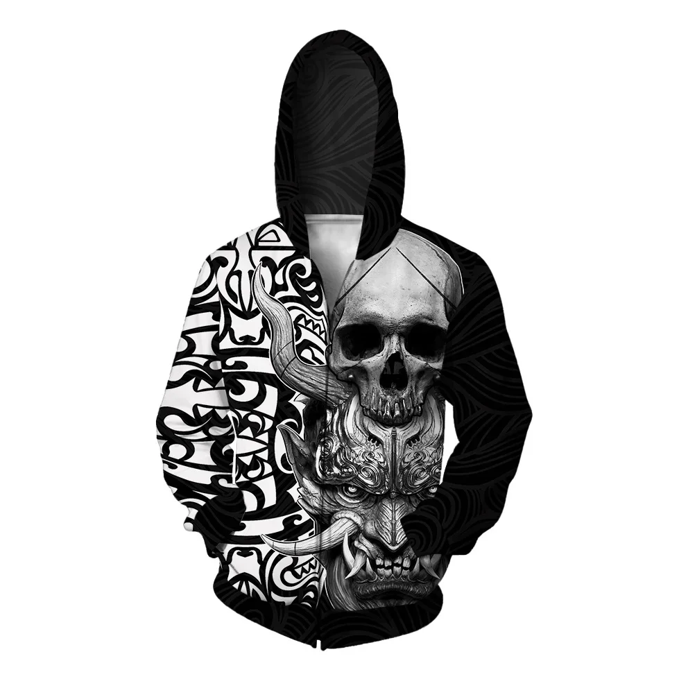 

Personalized Mask Skull Print Mens Hoodie Men Casual and Comfortable Zip Up Hoodies Trend Versatile Sweatshirt Men's Clothing