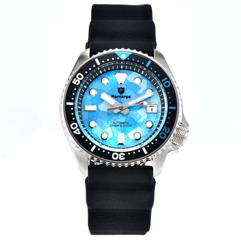 PARNSRPE  series men\'s watch NH35 movement super bright luminous texture dial day calendar diver automatic mechanical watch