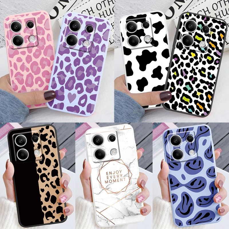 For Redmi Note 13 Pro 4G 5G Note13 Xiaomi POCO M6 PRO X6 Phone Case Soft Silicone Shockproof Leopard Print Protection Cover Bags