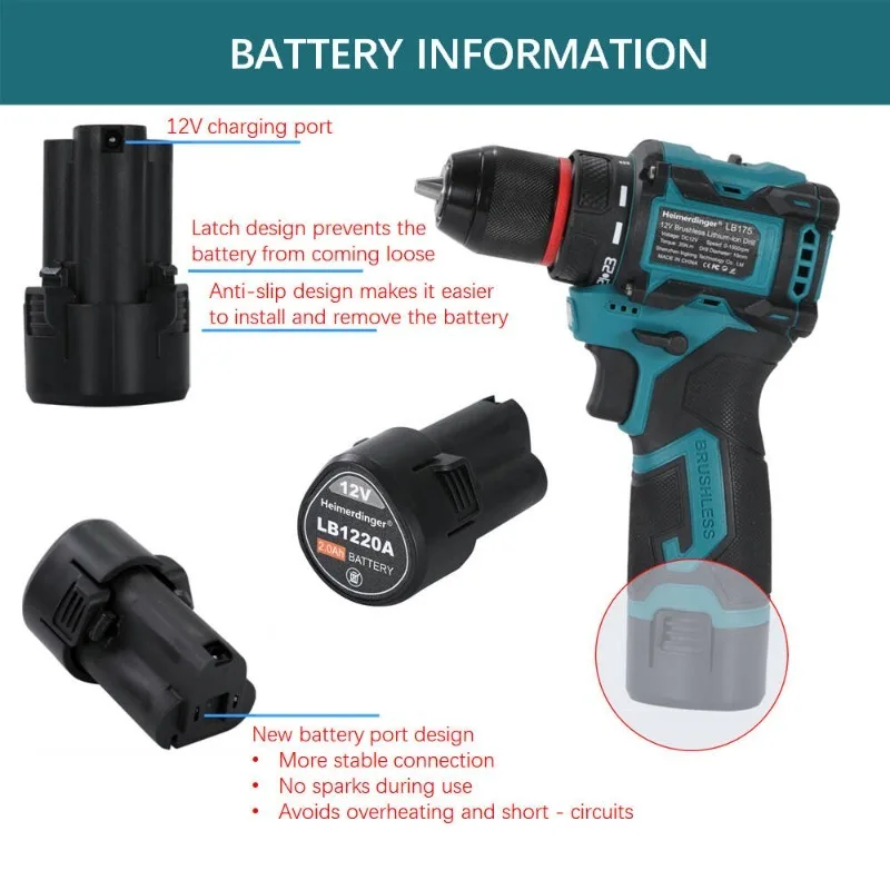Brushless 12V Electric Screwdriver Cordless Drill Rechargeable Lithium Battery Mini Wireless Power Driver Tools