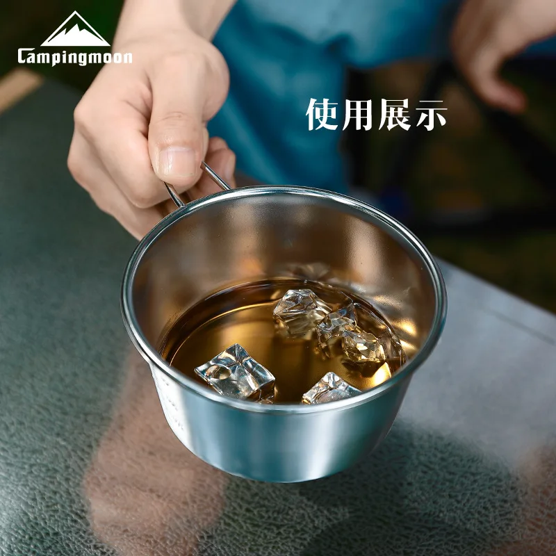 Stainless steel enlarged capacity large snow cup 450ml capacity camping rice bowl can be heated snow bowl