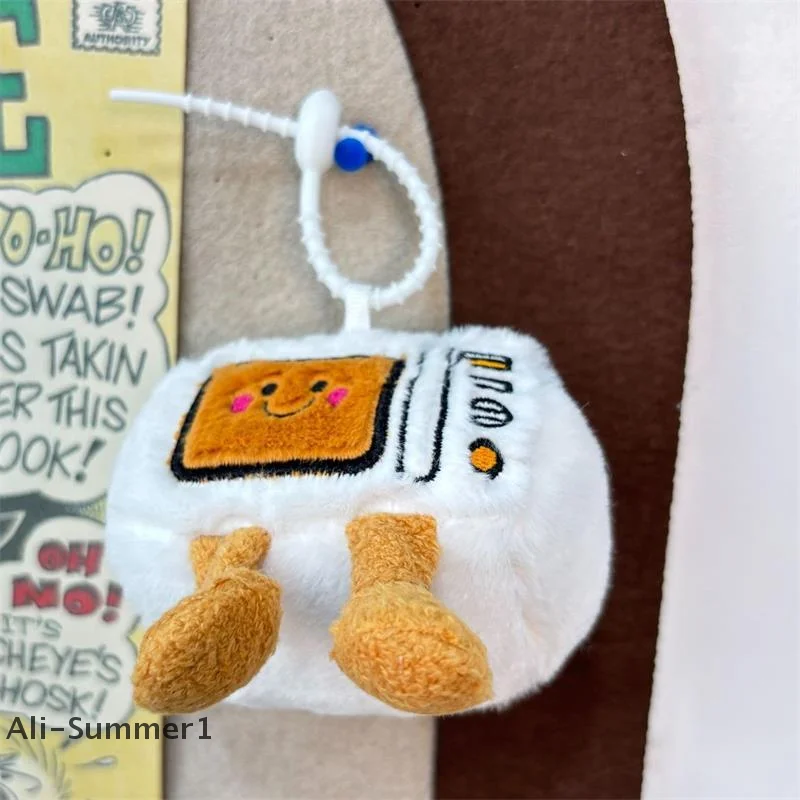 Lindo creativo simulación microondas muñecos de peluche juguetes llavero colgante niña niño mochila encanto bolsa adornos divertidos regalos de cumpleaños