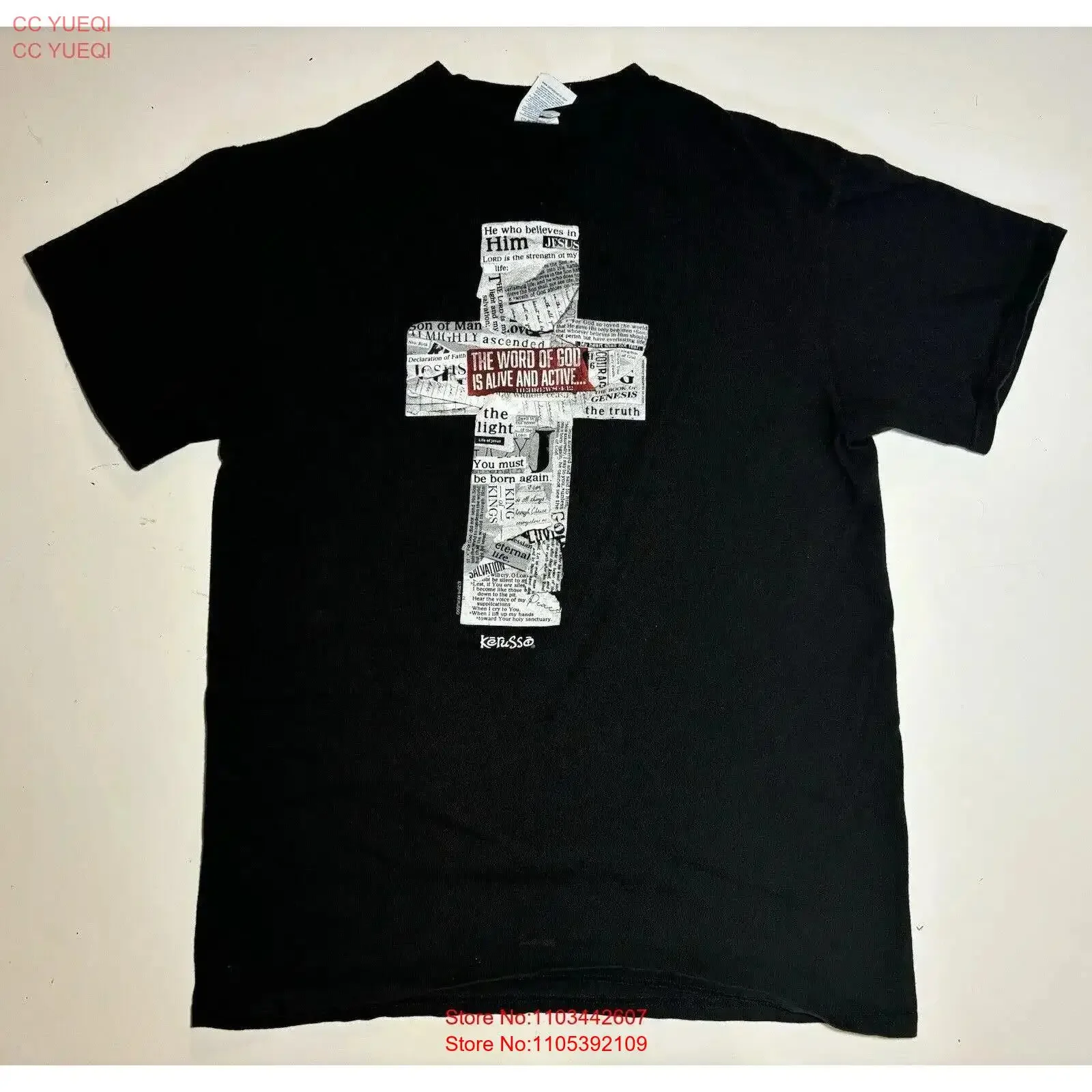 T-shirt vintage Sz M Kerusso Hébreux 4:12 Le Verbe de Dieu est vivant et actif Jésus, style streetwear délavé, respirant et extensible