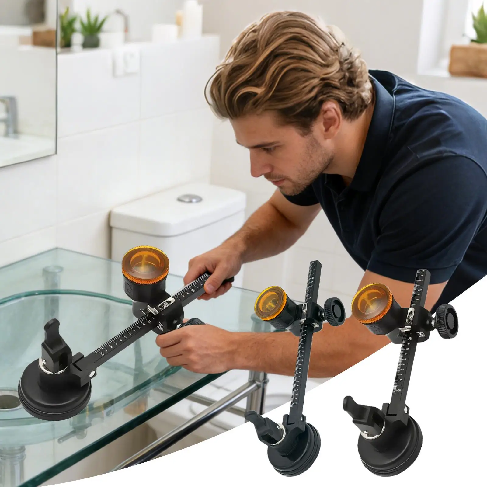 Circular Glass Cutter 300/400mm Professional Adjustable Heavy Duty Compass Circular Cutter For Home Renovation Bathroom Mirror