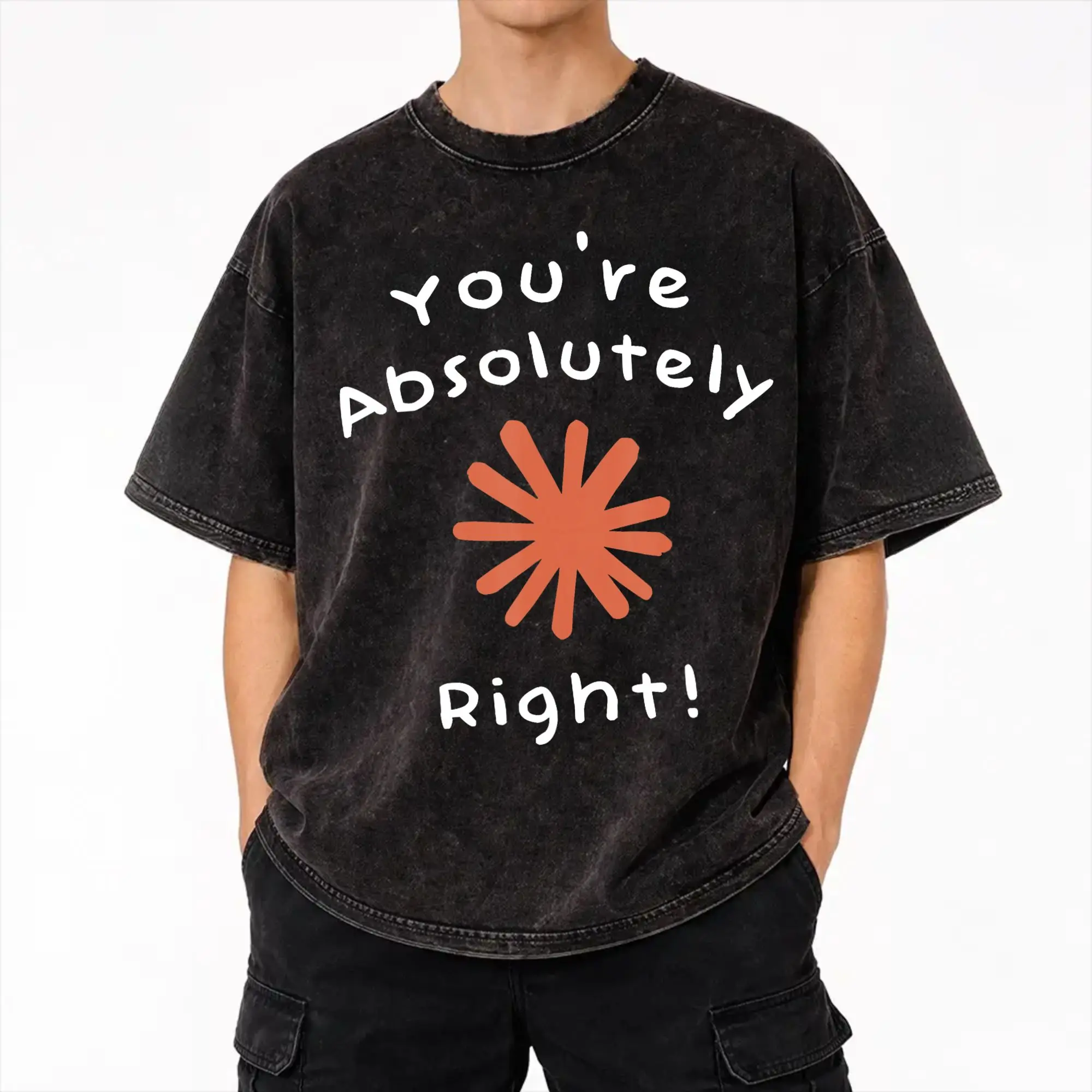 Harajuku Washed Shirts Claude Code You're Absolutely Right  Apparel Casual T Shirt Oversize  Streetwear Short Sleeve
