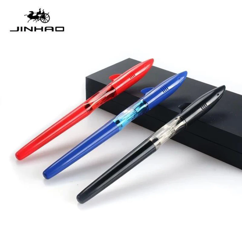 

12 X Jinhao Red Resin Barrel Fountain Pen EF/F/Bent Fine Nib 0.38mm Gold Trim W/Converter Business Office School Supplies