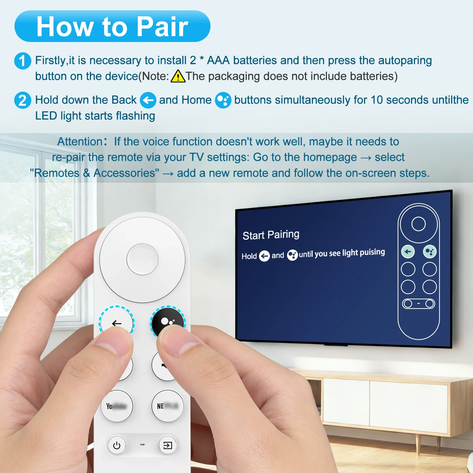G9N9N Replacement Remote Control For Google Chromecast 4K/HD TVs Remote For Google TV Streamer 4K With Voice Control view 4