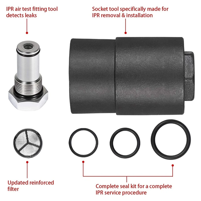 6.0 Injector Pressure Regulator IPR Valve Socket, Air Test Fitting Tool Kit, Fuel Rail Adapters For Ford F250/F350/F450