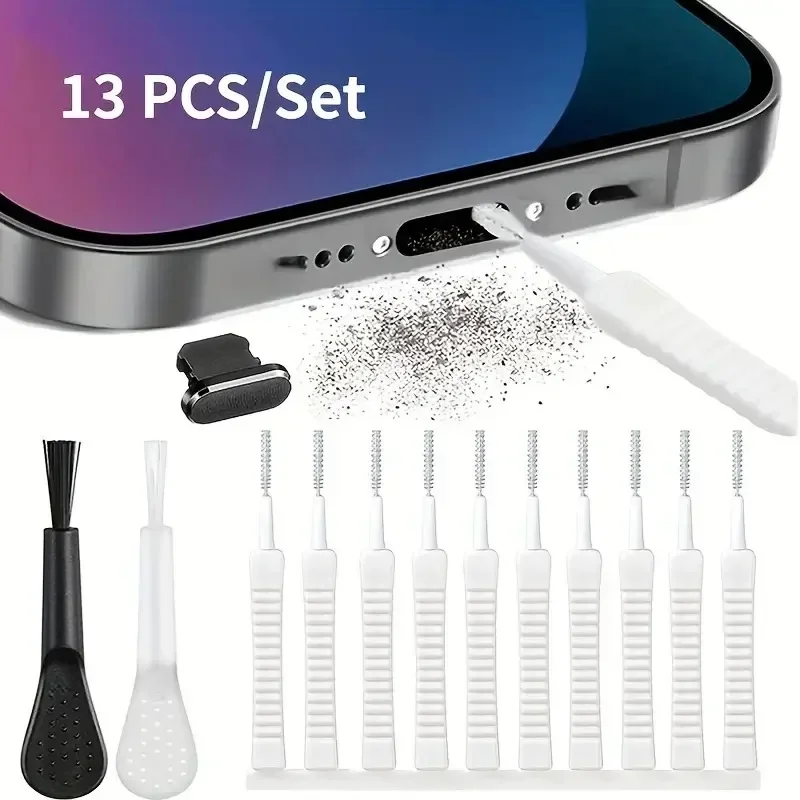 Zestaw do czyszczenia portu wtyczki telefonu komórkowego 13 szt. Narzędzie do czyszczenia klawiatury komputerowej dla akcesoriów do telefonu Iphone typu C