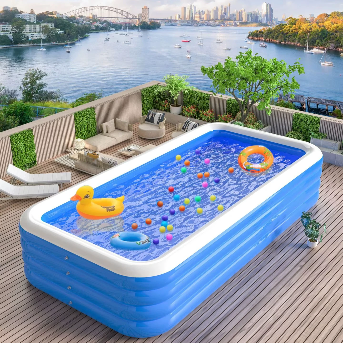 

4.6 meters wholesale thickened new inflatable square swimming pool children's family water source water park manufacturer