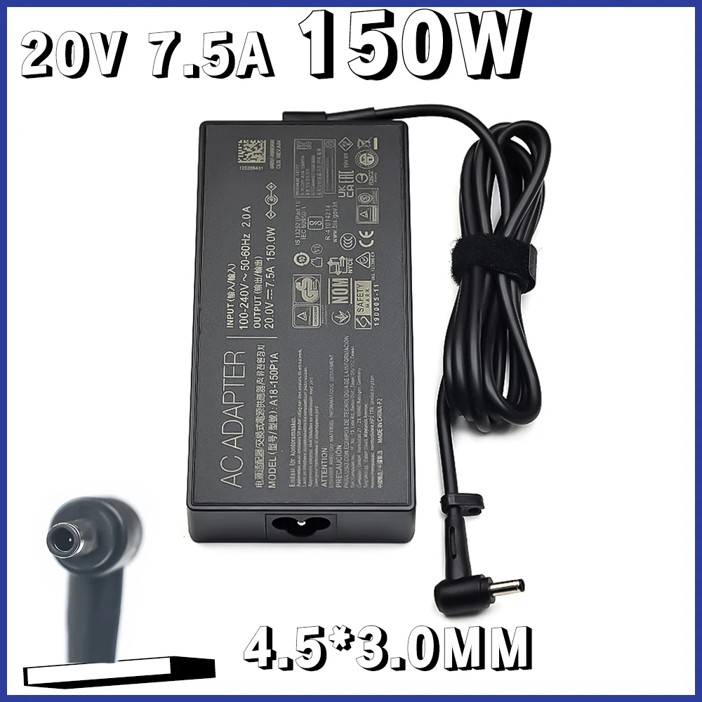 

A18-150P1A ADP200075M Laptop Charger 20V 7.5A 150W 4.5x3.0mm AC Adapter PowerFor Asus X571 X751G X571LI X571LH VX60G T9750 UX535