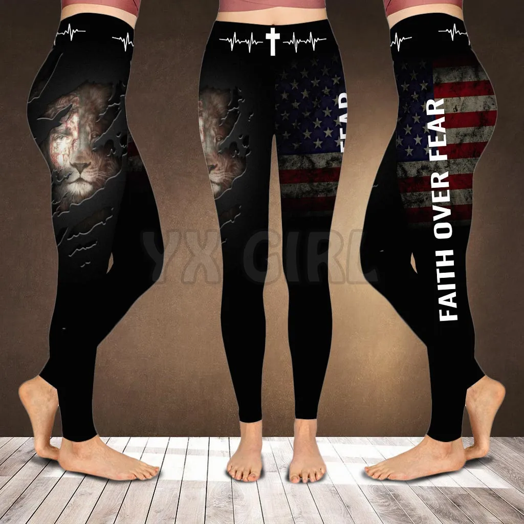 Faith Over Fear - God Leggings 3D Printed Leggings Sexy Elastic Female Skinny Leggings Gothic Yoga Leggings