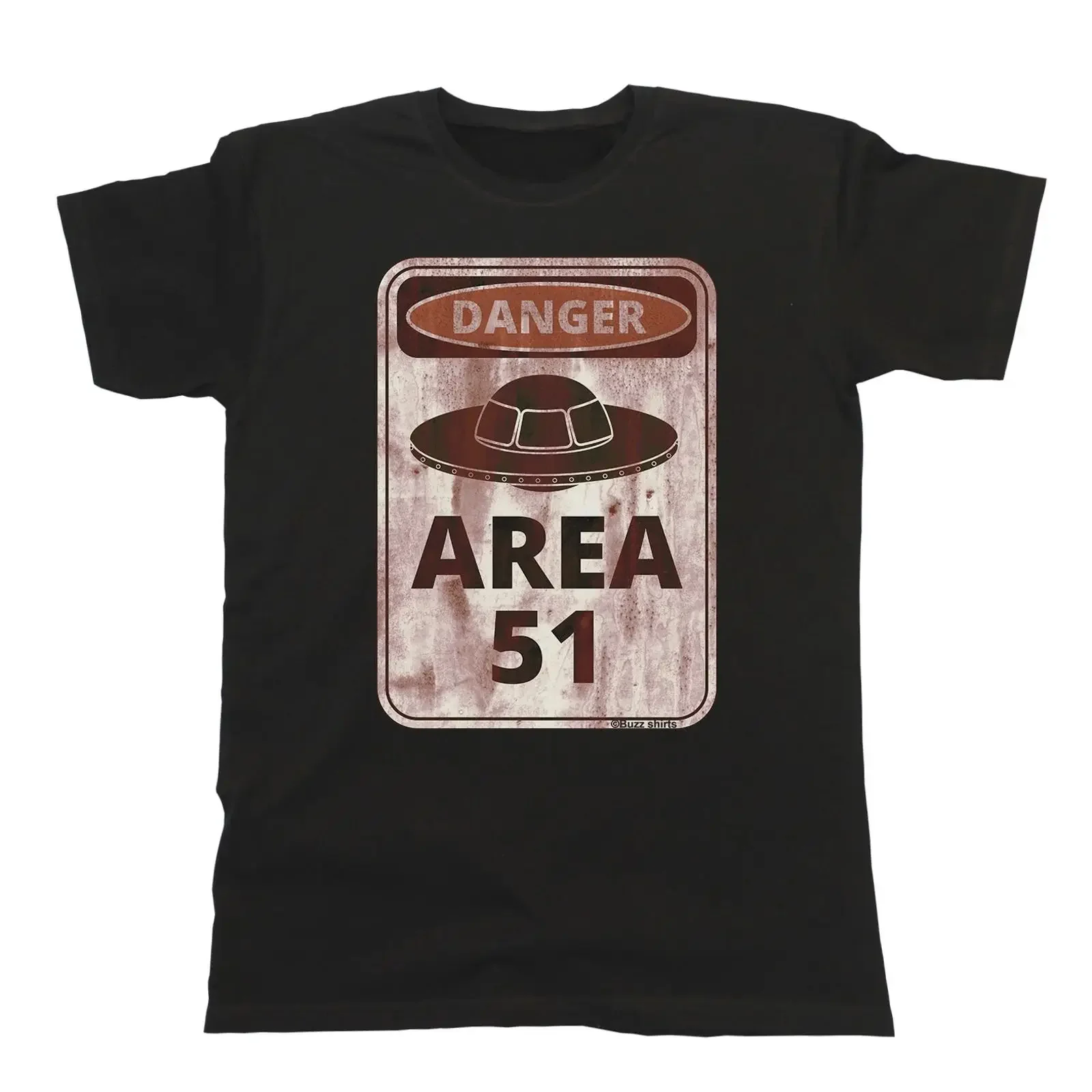 Danger Area 51 Aliens Funny Mens Cotton T Shirt UFO Spaceship Space  vintage Washed Soft Casual streetwear Slightly Stylish