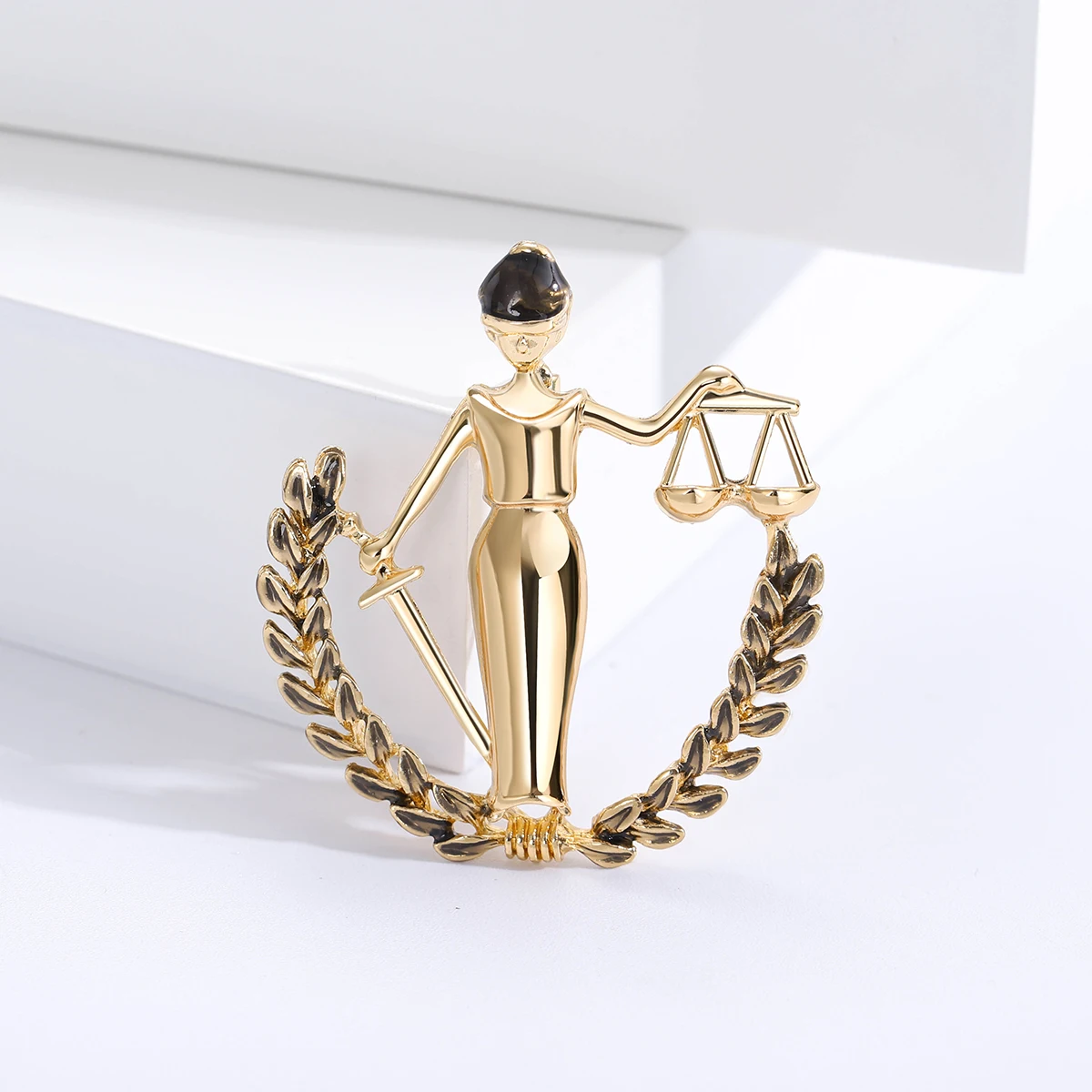 Golden Libra Brooches for Women Fairness Justice Goddess Pin Multicolor Available Party Accessories Gifts