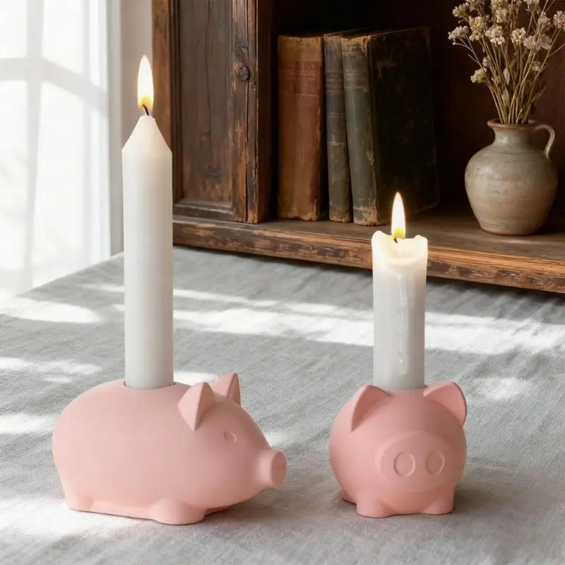 

652F High Detail Silicone Mold for Perfect Crystal Drip Glues Pig Holder Craft Creation No Sanding Required