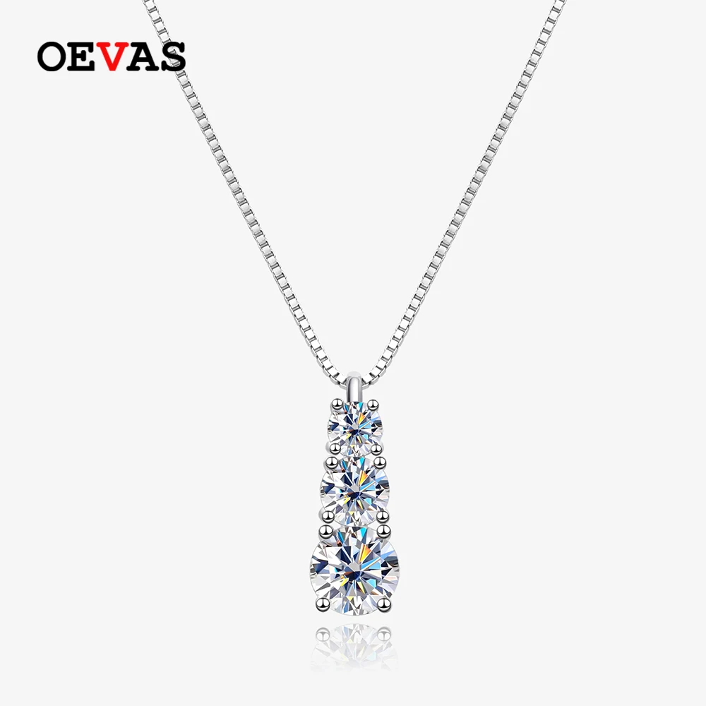 

OEVAS 100% 925 Sterling Silver 1.8 Carat D Color Moissanite Pendant Necklace For Women Sparkling Box Chain Pendant Fine Jewelry