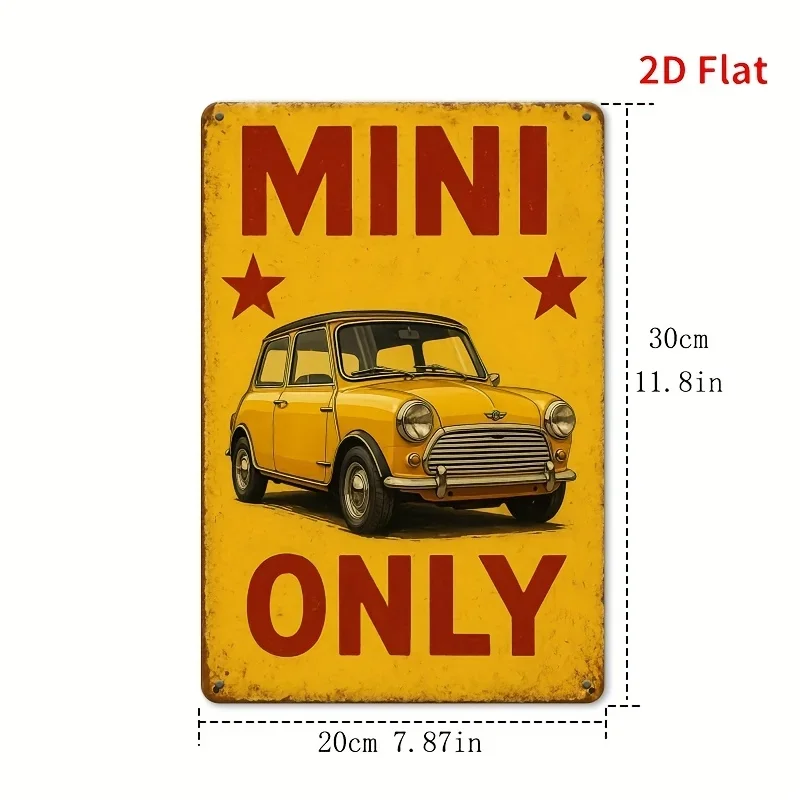 Vintage Mini Car Metal Wall Sign, One-Of-A-Kind, Retro Tin Art Sign with Bold Red Lettering and Stars, Rustic Iron Home Decor, for Car Decoration